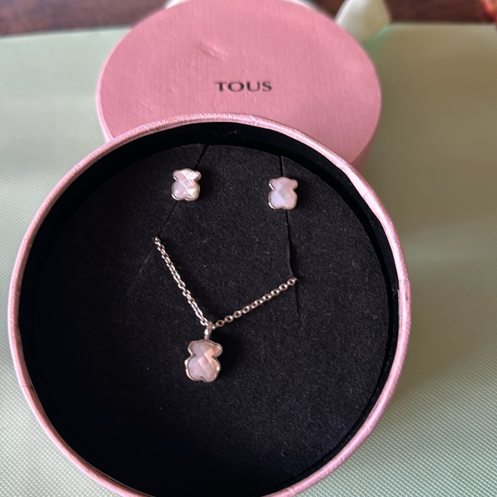 Tous Silver and faceted MOP Tous Color necklace and earrings